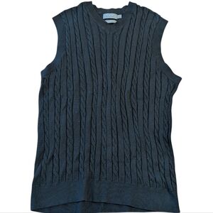 Talbots Men's Black Pima Cotton Sleeveless Sweater Vest Size Medium